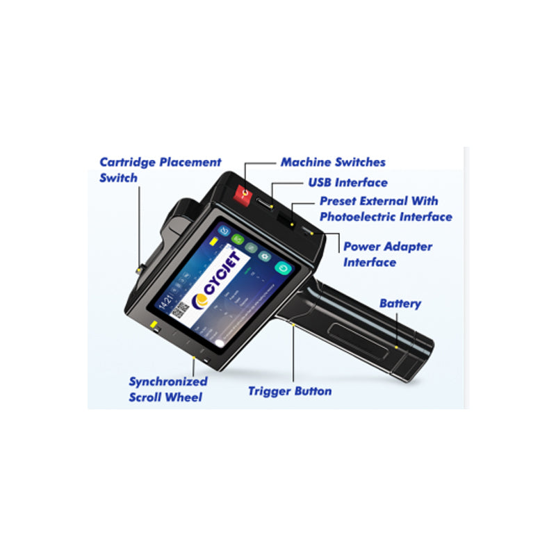 CYCJET Smart Thermal Handheld Inkjet Printer HandJet Printer For Date Coding